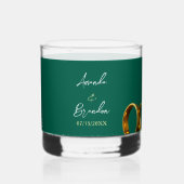 シックエメラルドグリーン金ゴールド結婚リングや輪 ウイスキーグラス (裏面)