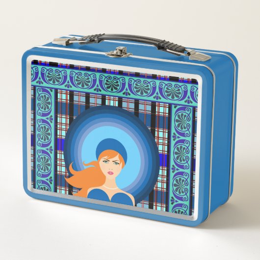 シックエレガンスカントリープレイド メタルランチボックス (正面)