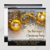 シックエレガントおもしろいクールフェスティバルクリスマスパーティー 招待状 (正面/裏面)