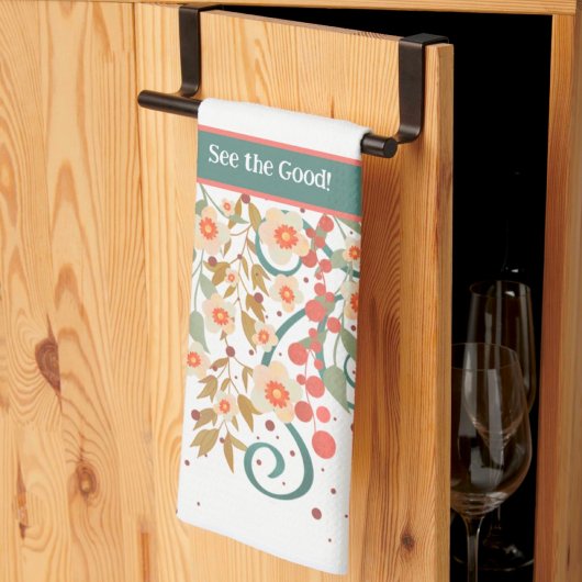 シックエレガントかわいらしフローラカスタム引用文スタイリッシュ キッチンタオル