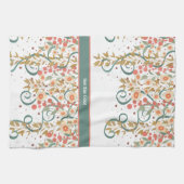 シックエレガントかわいらしフローラカスタム引用文スタイリッシュ キッチンタオル (横)