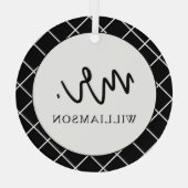 シックエレガントでミセス結婚の夫の妻 ガラスオーナメント (裏面)