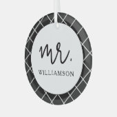 シックエレガントでミセス結婚の夫の妻 ガラスオーナメント (正面左)