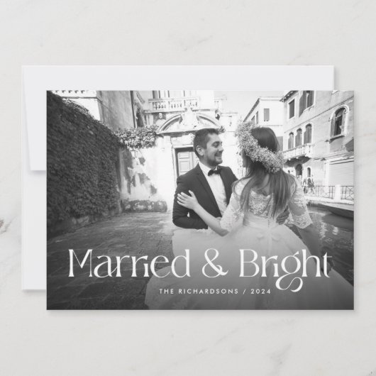 シックエレガントで | 写真結婚した付きクリスマス シーズンカード (正面)