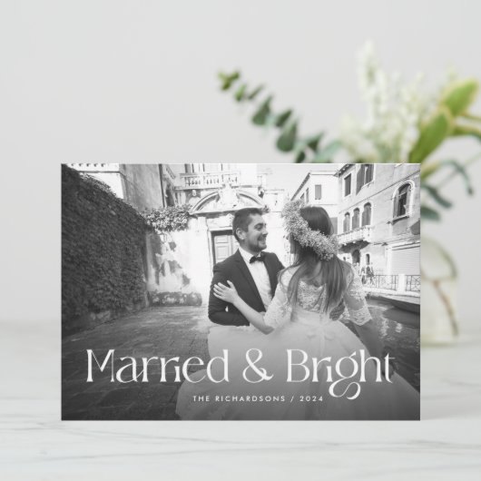 シックエレガントで | 写真結婚した付きクリスマス シーズンカード (スタンド正面)