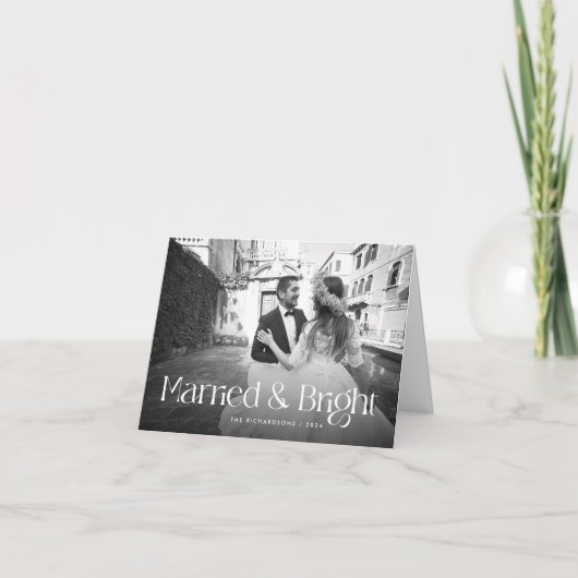 シックエレガントで | 写真結婚した付きクリスマス シーズンカード (正面)