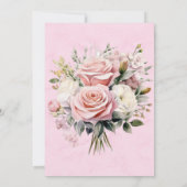 シックエレガントとピンクの水の色のバラ結婚ズ 招待状 (裏面)