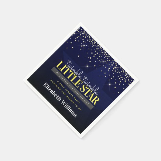 シックエレガントなキラキラ小さな星のベビーシャワー スタンダードカクテルナプキン (角)