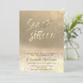 シックエレガントなグラム金ゴールドの華グラデーションやかな甘い16 招待状 (スタンド正面)