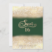 シックエレガントなグラム金ゴールドの輝きグラデーション緑 招待状 (裏面)