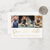 シックエレガントなゴールデン3写真コラージュ日付を保存 ノートカード (正面/裏面インサイチュ)