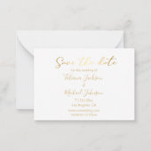 シックエレガントなゴールデン3写真コラージュ日付を保存 ノートカード (裏面)