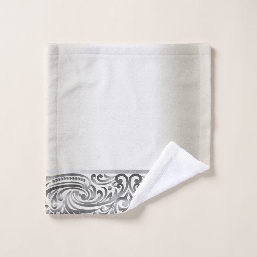 シックエレガントなシルバースワール バスタオルセット (ウォッシュタオル)