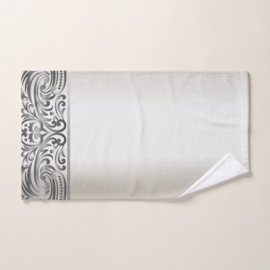 シックエレガントなシルバースワール バスタオルセット (ハンドタオル)