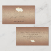 シックエレガントなシンプル銀杏リーフバラ金ゴールド 名刺 (正面/裏面)