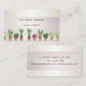 シックエレガントなストライプサボテン 名刺 (正面/裏面)