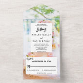 シックエレガントなタルト白ピンクのバラのフローラ結婚 オールインワン招待状 (内側)