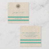 シックエレガントなタンデロンターコイズストライプ スクエア名刺 (正面/裏面)