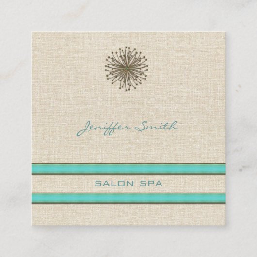 シックエレガントなタンデロンターコイズストライプ スクエア名刺 (正面)