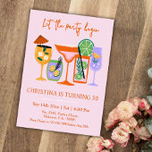 シックエレガントなトロピカルカクテルドリンク30th誕生日 招待状