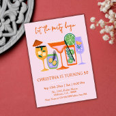 シックエレガントなトロピカルカクテルドリンク50th誕生日 招待状