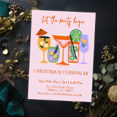 シックエレガントなトロピカルカクテルドリンク50th誕生日 招待状