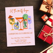 シックエレガントなトロピカルカクテルドリンク60th誕生日 招待状