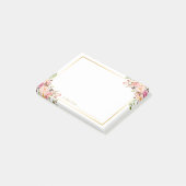 シックエレガントなピンクのフローラデコールと金ゴールドフレーム ポストイット (アングル)