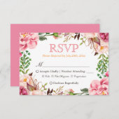 シックエレガントなピンクのフローラ食事の選択肢RSVP 出欠カード