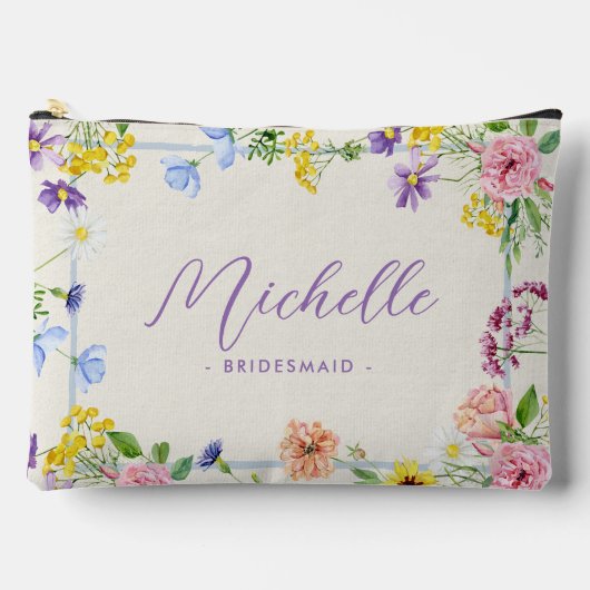 シックエレガントなピンクの薄紫ワイルドフラワーズブリーズメイド アクセサリーポーチ (正面)