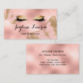 シックエレガントなピンクの金ゴールド蝶まばたき 名刺 (正面/裏面)