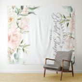 シックエレガントなピンクフローラブライダルシャワー背景 タペストリー (インサイチュ(横))