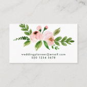 シックエレガントなピンク色の水彩フローラ 名刺 (裏面)