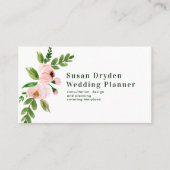 シックエレガントなピンク色の水彩フローラ 名刺 (正面)