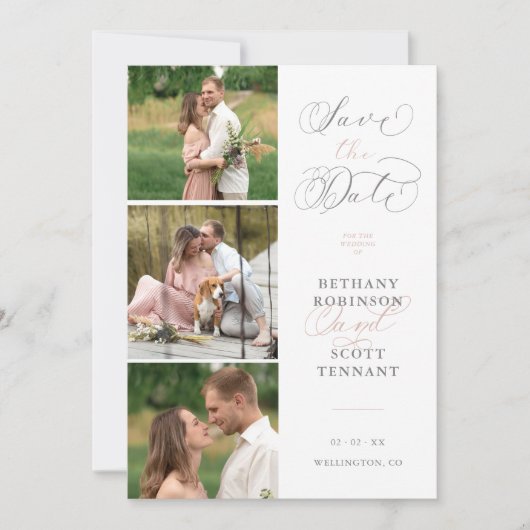 シックエレガントなピンク3枚の写真が洗練さ結婚れた (正面)