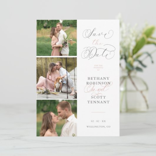 シックエレガントなピンク3枚の写真が洗練さ結婚れた (スタンド正面)