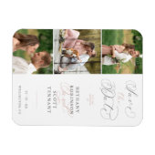 シックエレガントなピンク3枚の写真が洗練さ結婚れた マグネット (横)