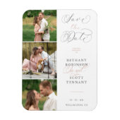 シックエレガントなピンク3枚の写真が洗練さ結婚れた マグネット (縦)