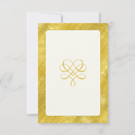 シックエレガントなフェイク金ゴールドカスタム結婚式 招待状 (裏面)
