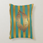 シックエレガントなフェイク金ゴールドキラキラした唇のストライプ アクセントクッション (正面(垂直))