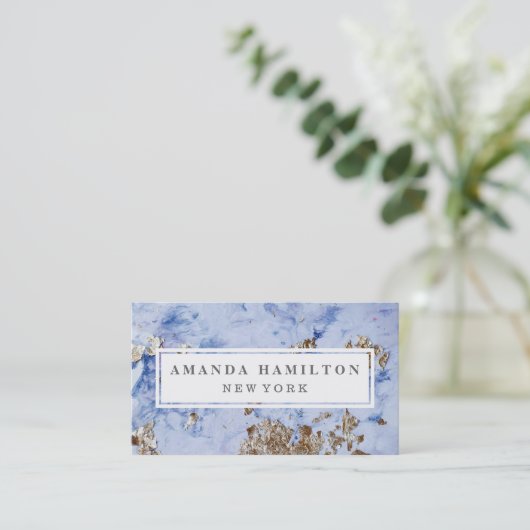 シックエレガントなフェイク金ゴールドブルー大理石プロフェッショナル 名刺 (スタンド正面)