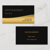 シックエレガントなブラックと金ゴールド 名刺 (正面/裏面)