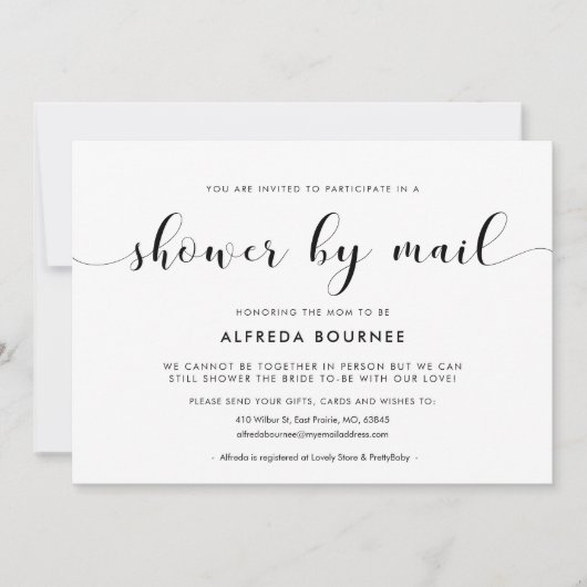 シックエレガントなベビーシャワーby mail 招待状 (正面)