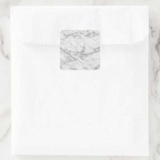 シックエレガントなホワイトグレーの銀グリッター大理石 スクエアシール (バッグ)