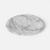 シックエレガントなホワイトグレーの銀グリッター大理石 ペーパープレート (アングル)