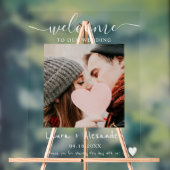 シックエレガントなホワイトフォト結婚スクリプトの歓迎 アクリルサイン (ニュートラル)