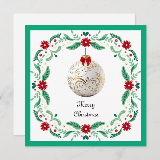 シックエレガントなメモダンリーカラフルスのクリスマスボール シーズンカード (正面/裏面)