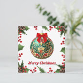 シックエレガントなメ素朴リーカラフルスのクリスマスボール シーズンカード (スタンド正面)