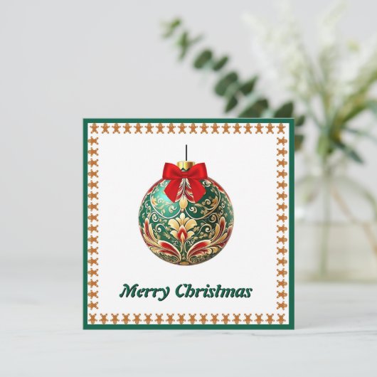 シックエレガントなメ素朴リーカラフルスのクリスマスボール シーズンカード (スタンド正面)