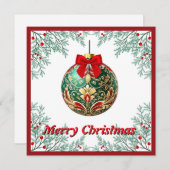 シックエレガントなメ素朴リーカラフルスのクリスマスボール シーズンカード (正面/裏面)